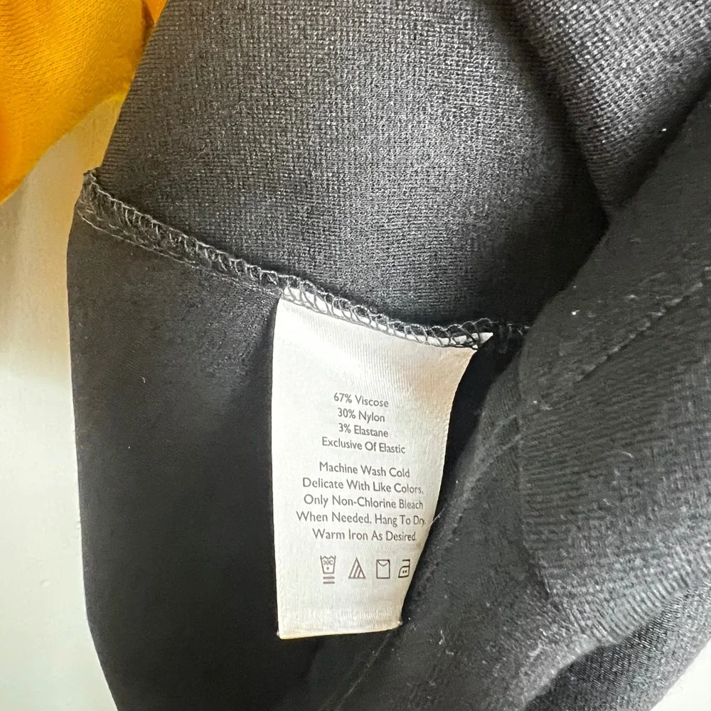 Eddie Bauer Black Long Sleeve V Neck Faux Wrap Style Midi Dress Women's Size L - Picture 3 of 6